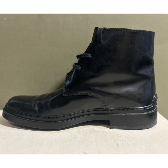Jp Tods Handmade Leather Lace Up Rubber Sole Womens Black Ankle Boots 37.5 US 7 - Picture 1 of 14
